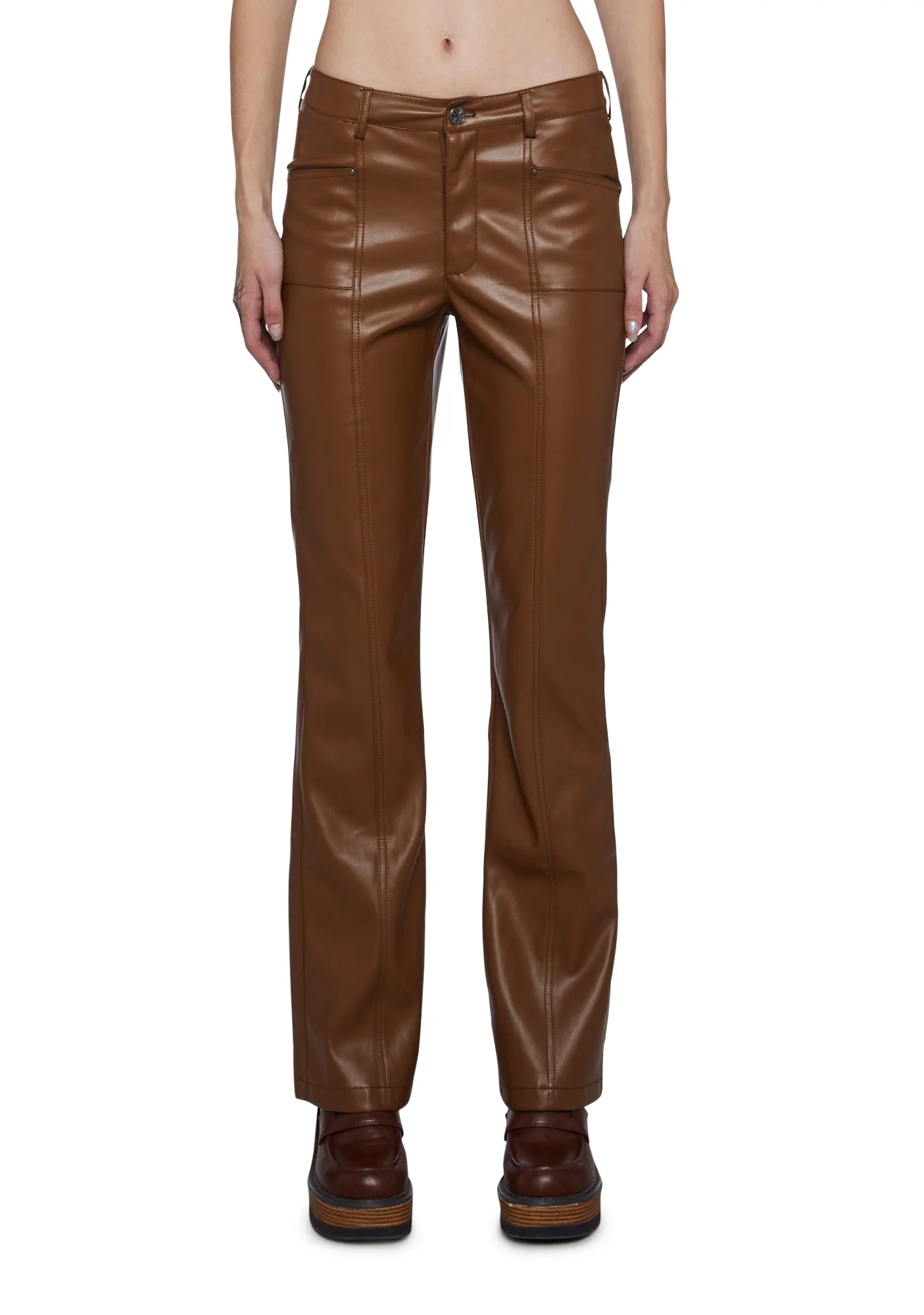 Ready For Fun Vegan Leather Pants - Brown