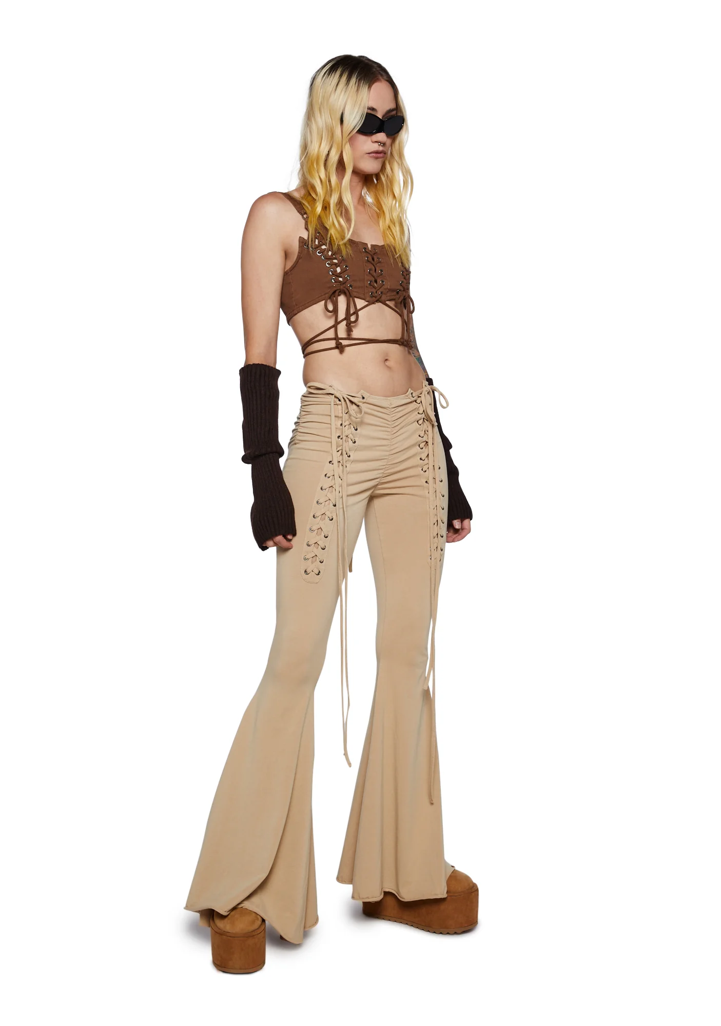 Tempo V-Cut Lace Up Bell Bottoms
