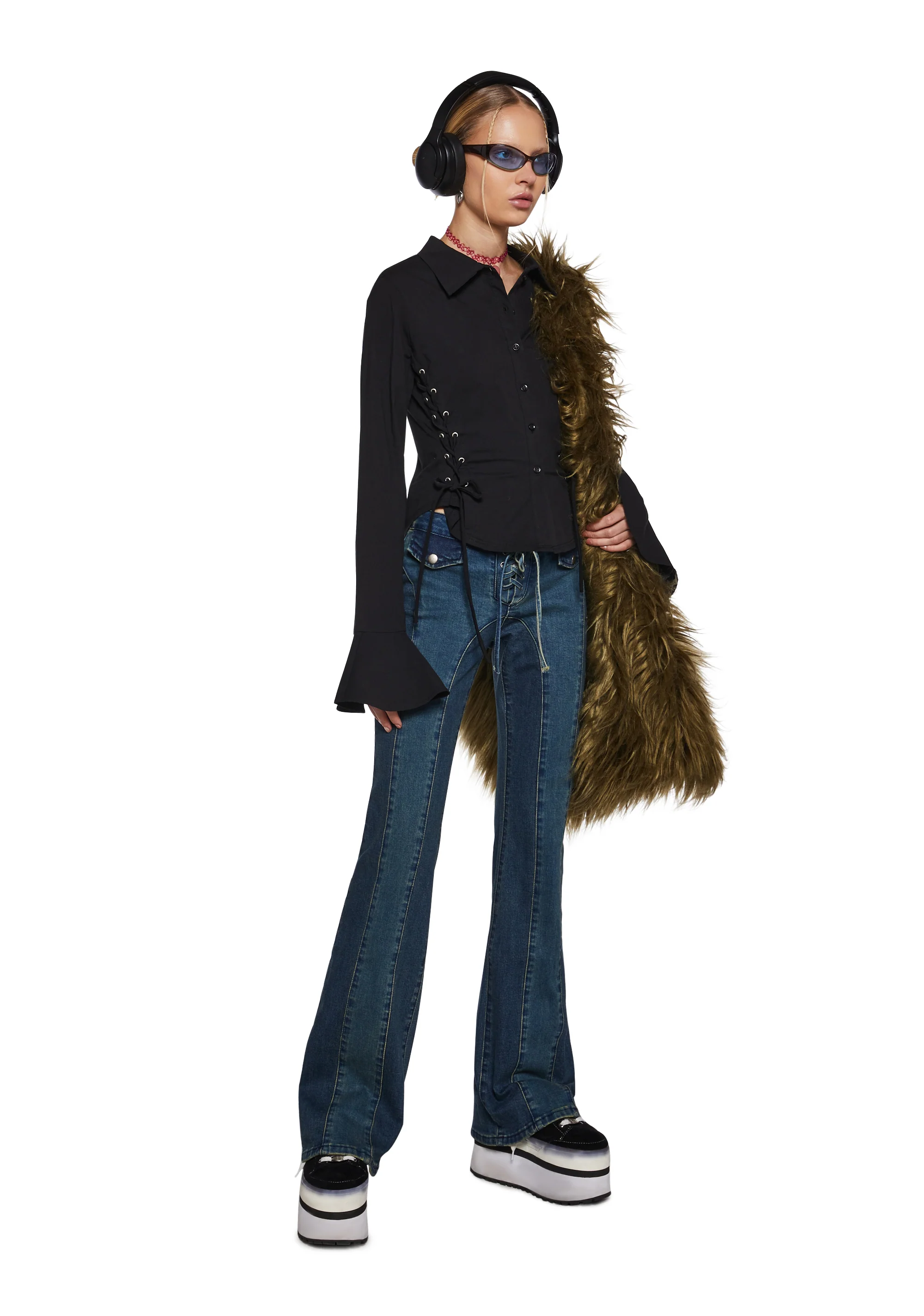 Hillside Sweetheart Denim Flare Pants