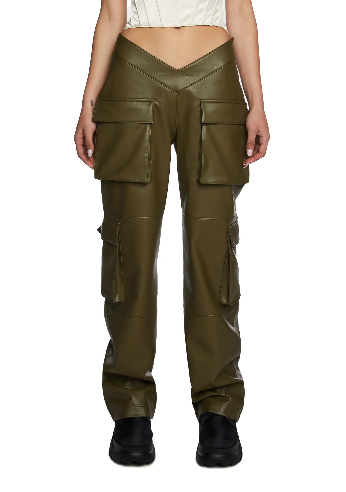 Path Of Destruction Vegan Leather Pants - Olive