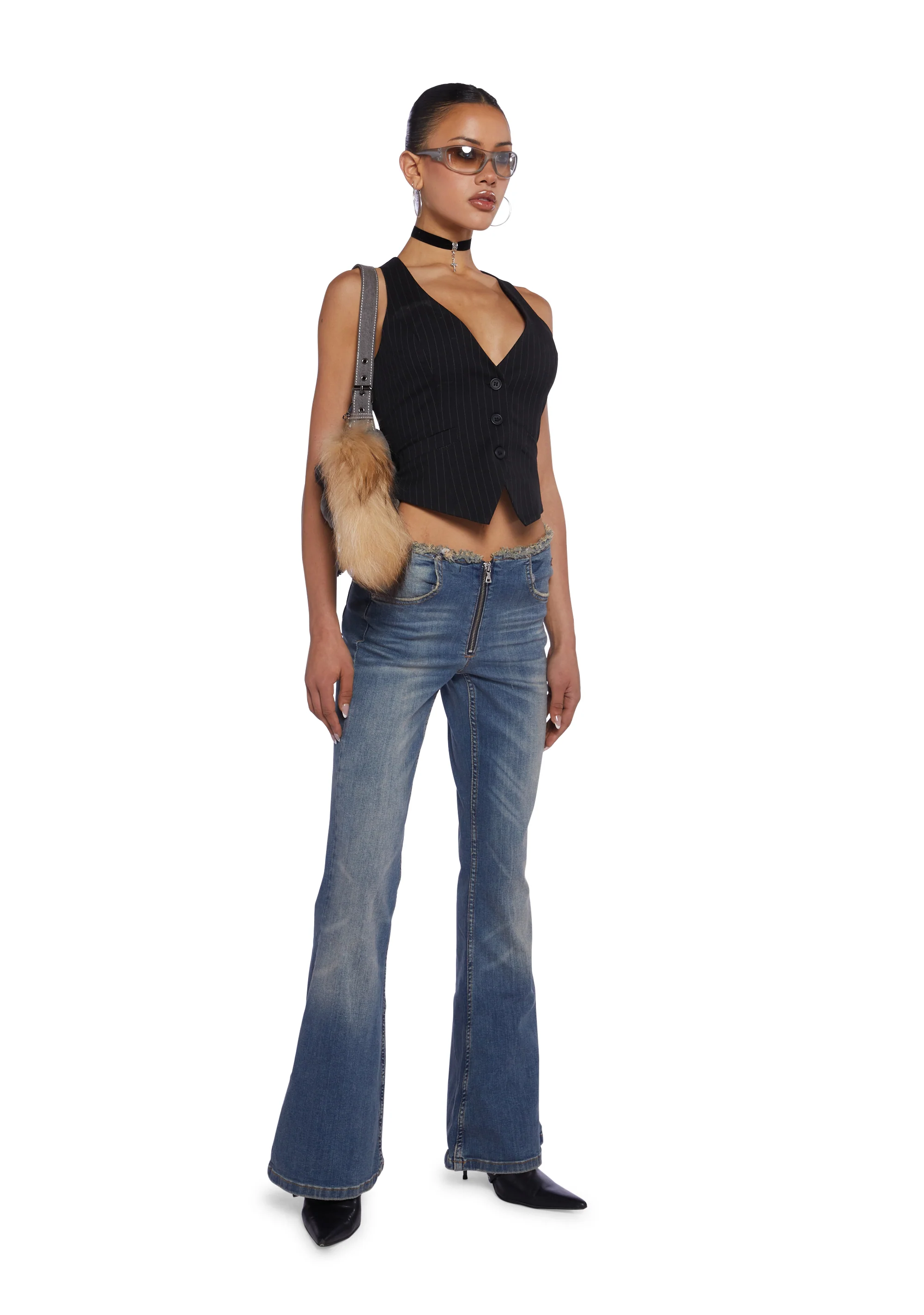 Raw Waist Wide Leg Jeans