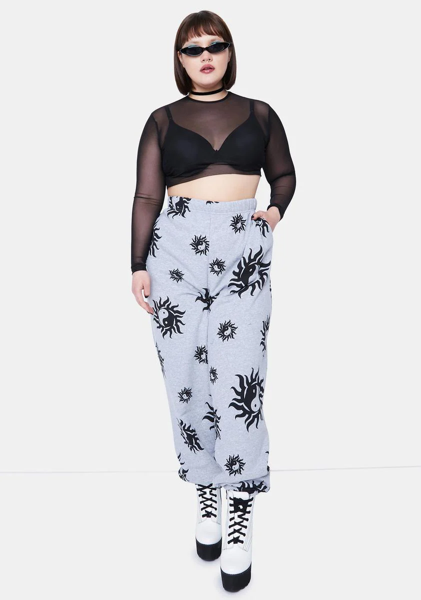 Plus Yin Yang Grey Marl Joggers