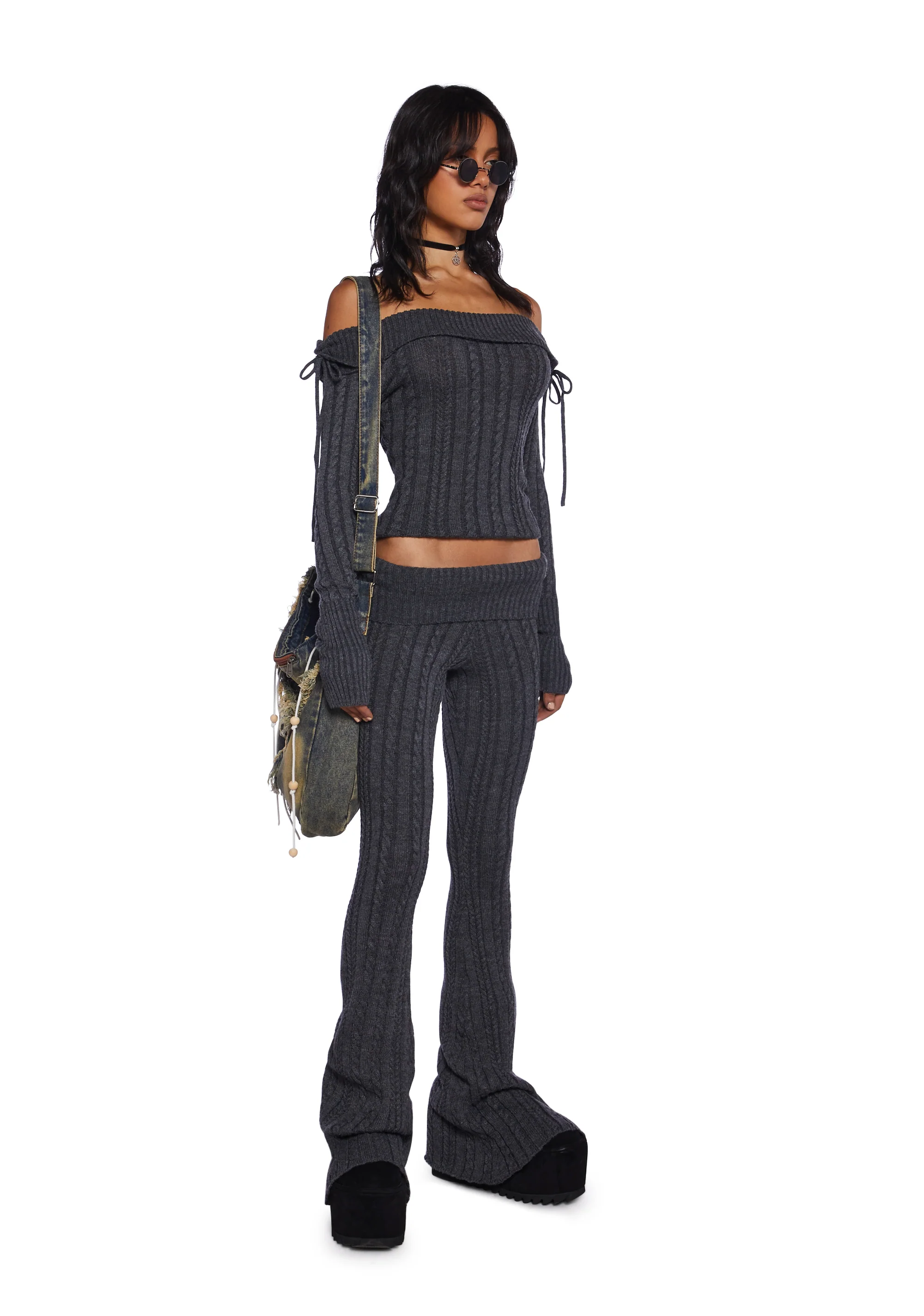Deep Thoughts Flare Pants - Gray