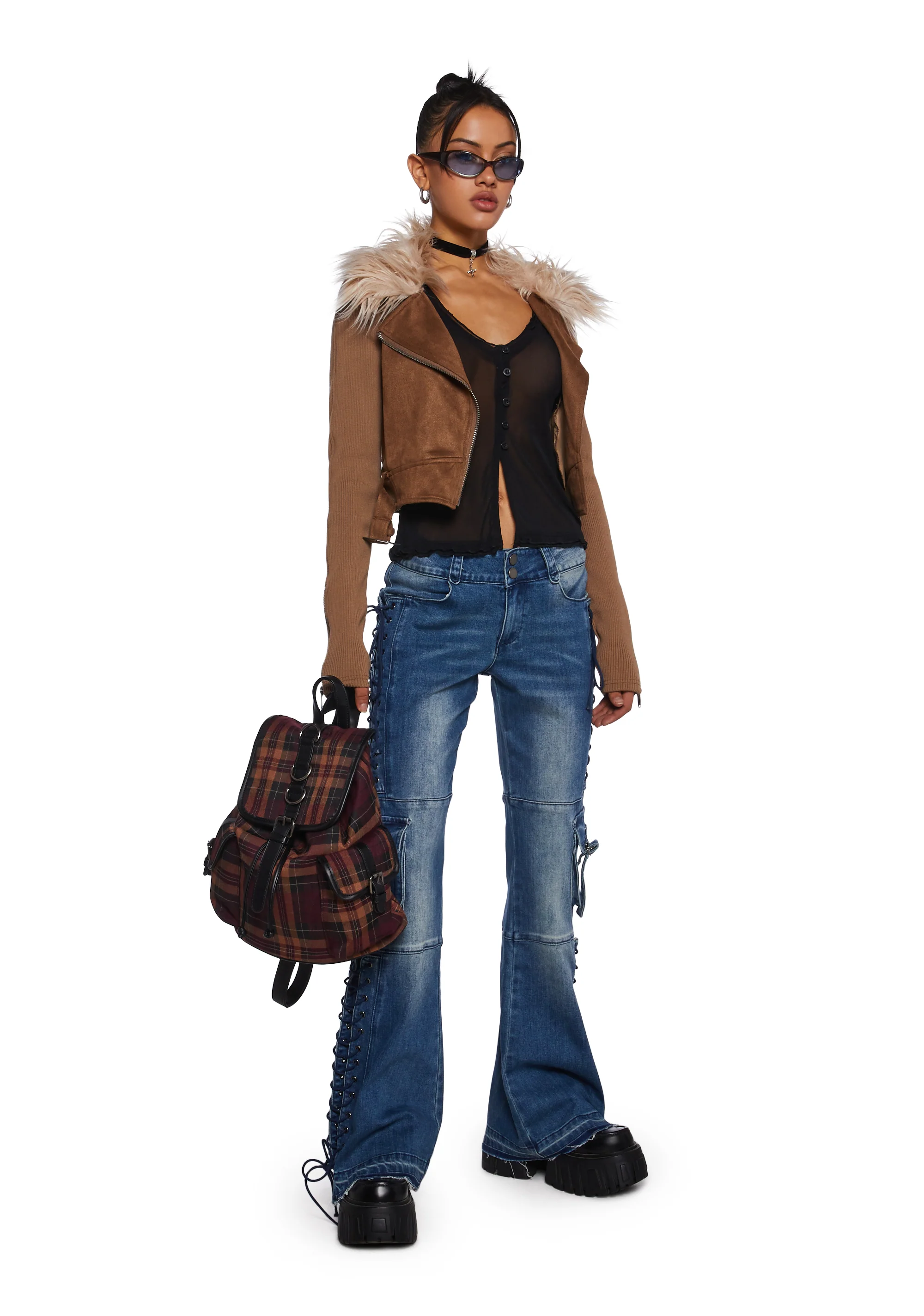 Something To Prove Lace-Up Flare Jeans