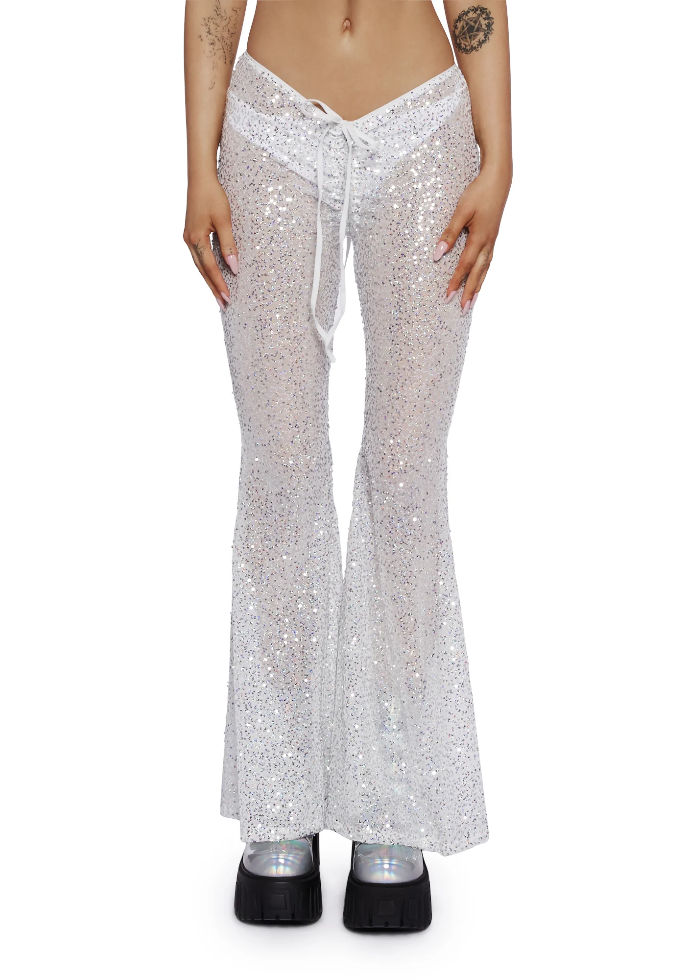 Starborn Sprite Sequin Flare Pants - White
