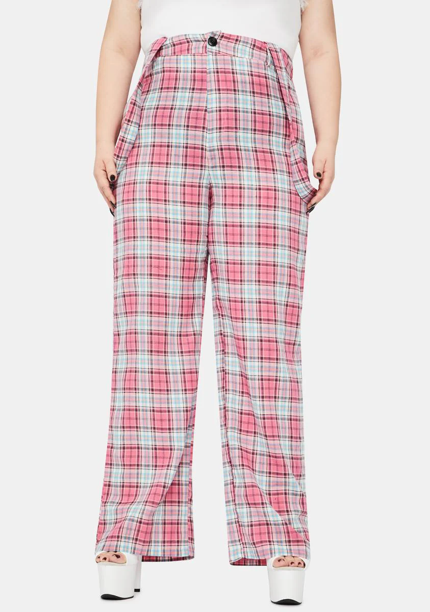 Always Take My Lead Suspender Plaid Pants