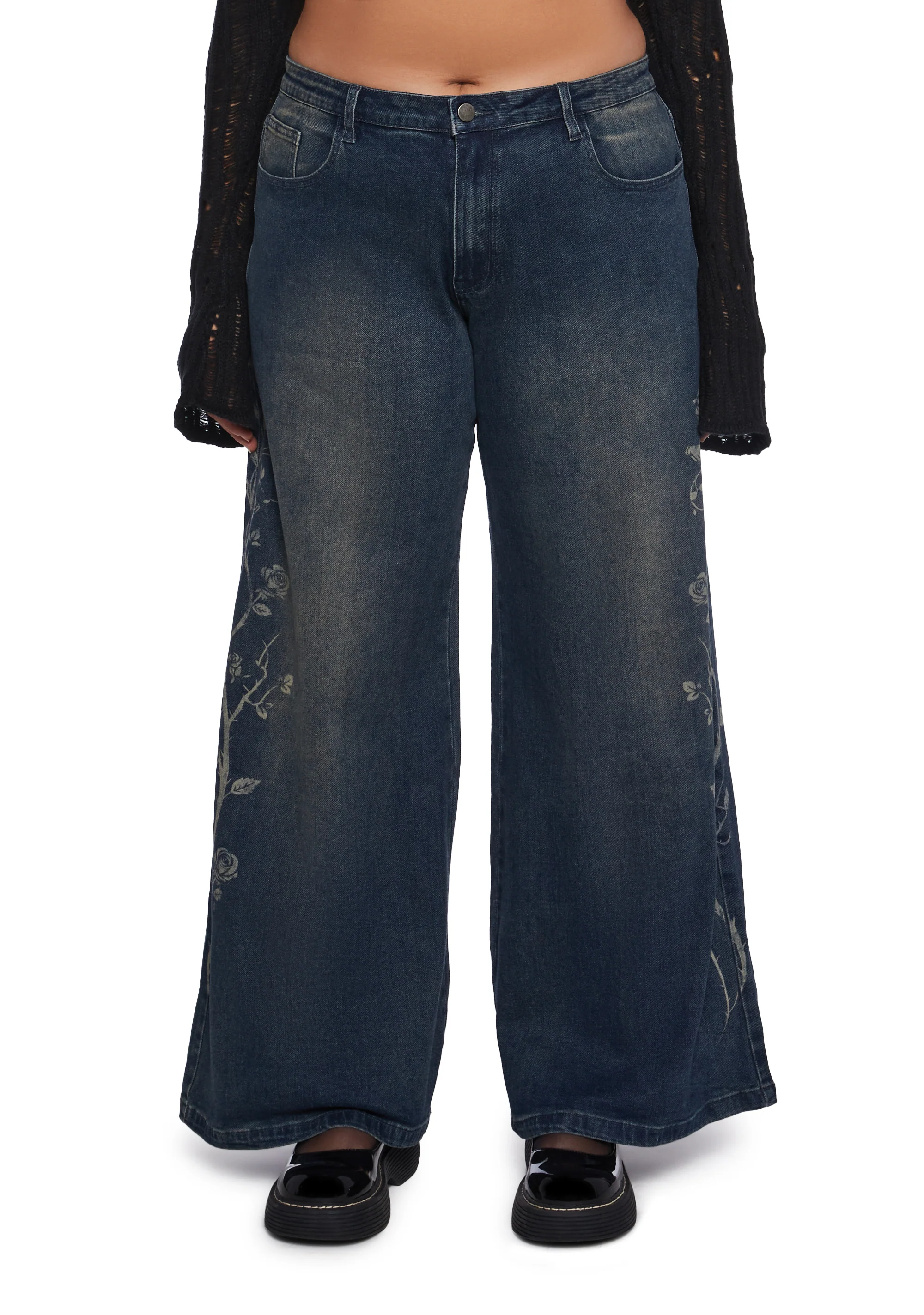 Plus Rose Sightings Wide Leg Jeans