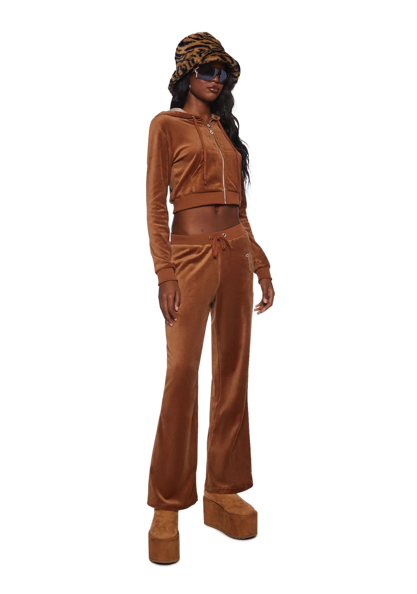 Mocha Keep It Glossy Track Pants