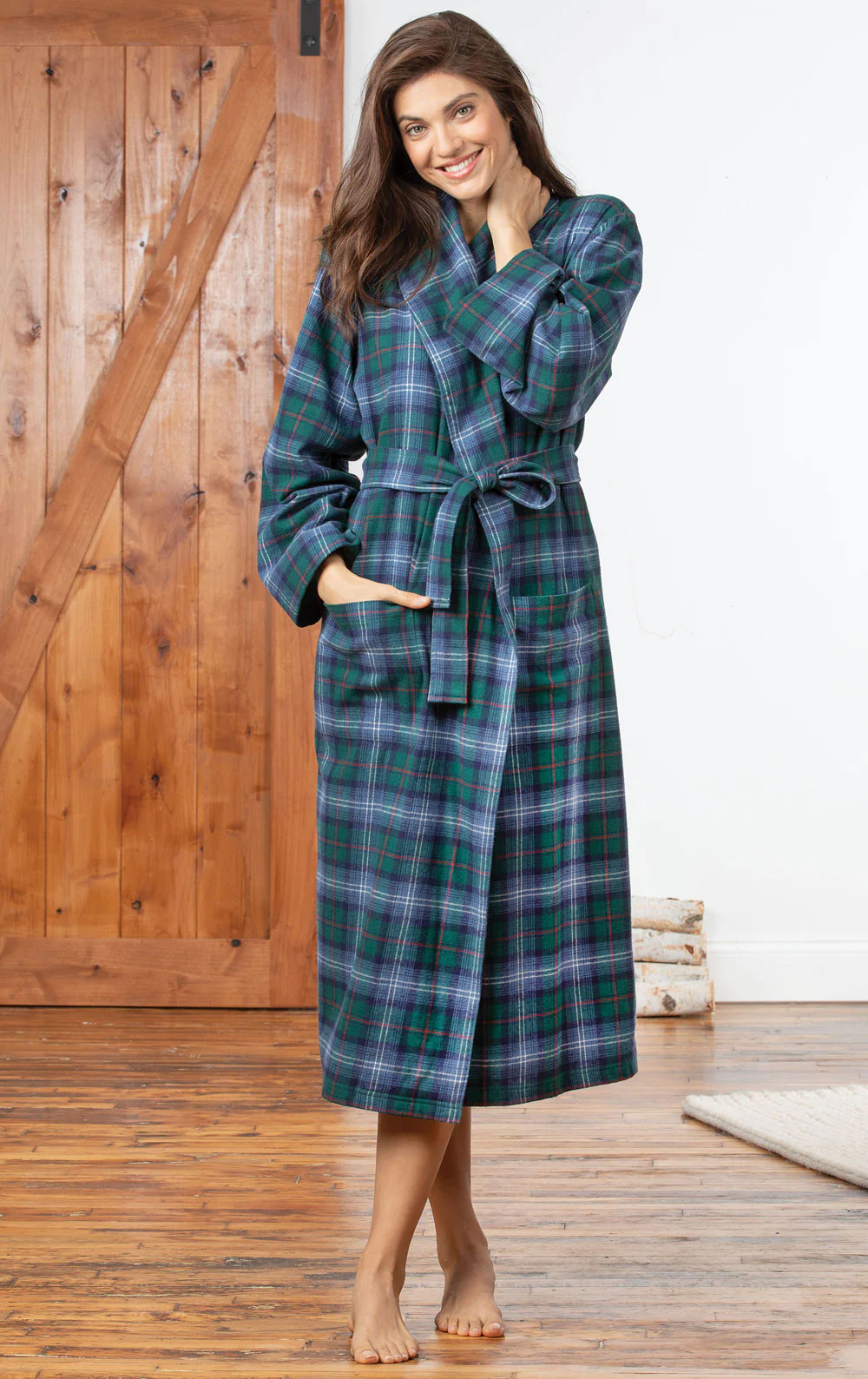 Plaid Flannel Robe - EJIACHE