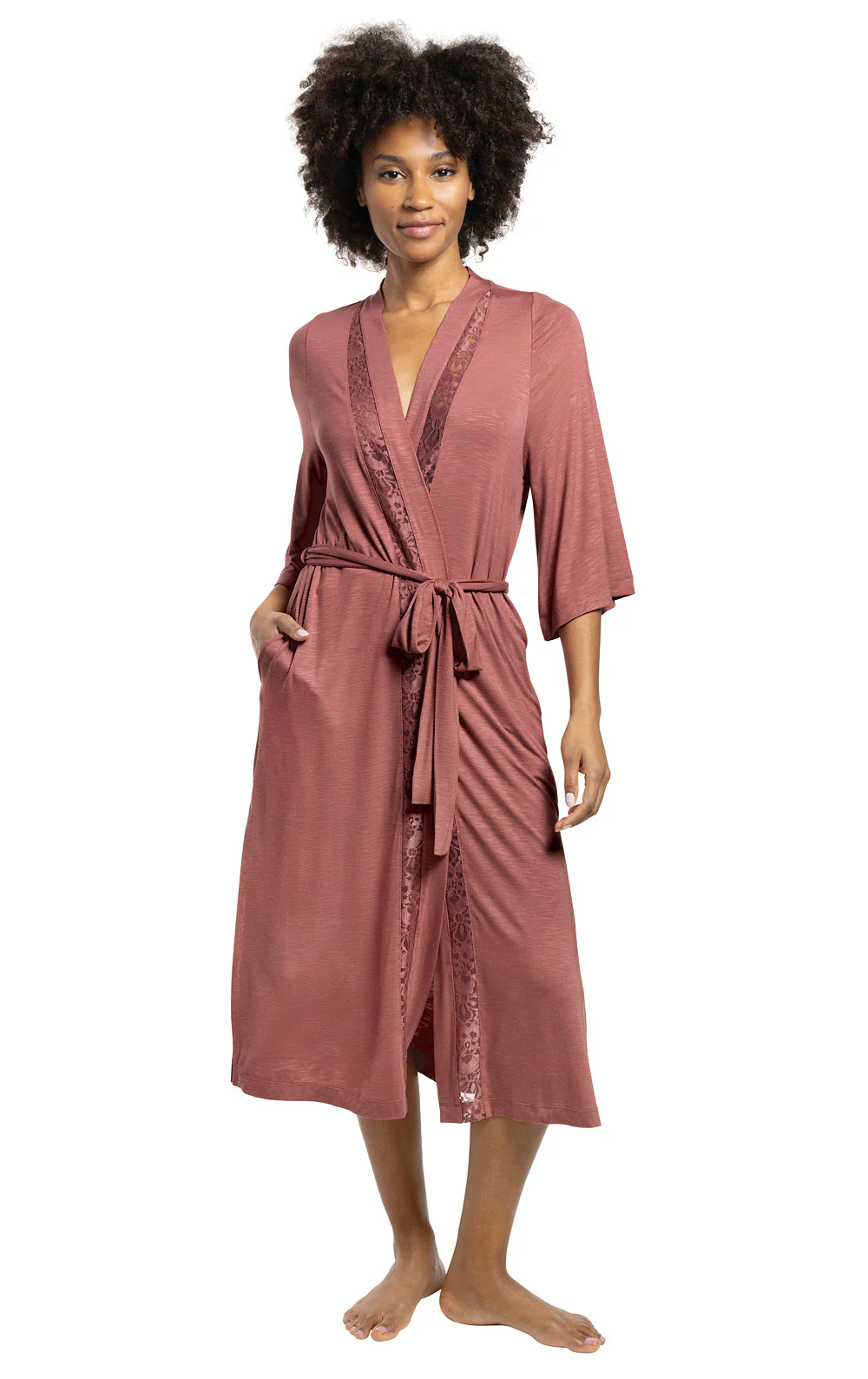 Touch of Lace Knit Robe - EJIACHE