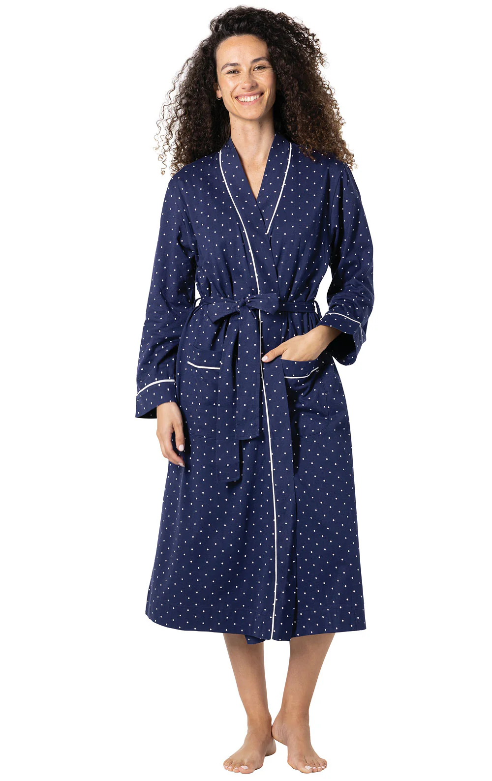 Classic Polka-Dot Mid-Length Robe - EJIACHE
