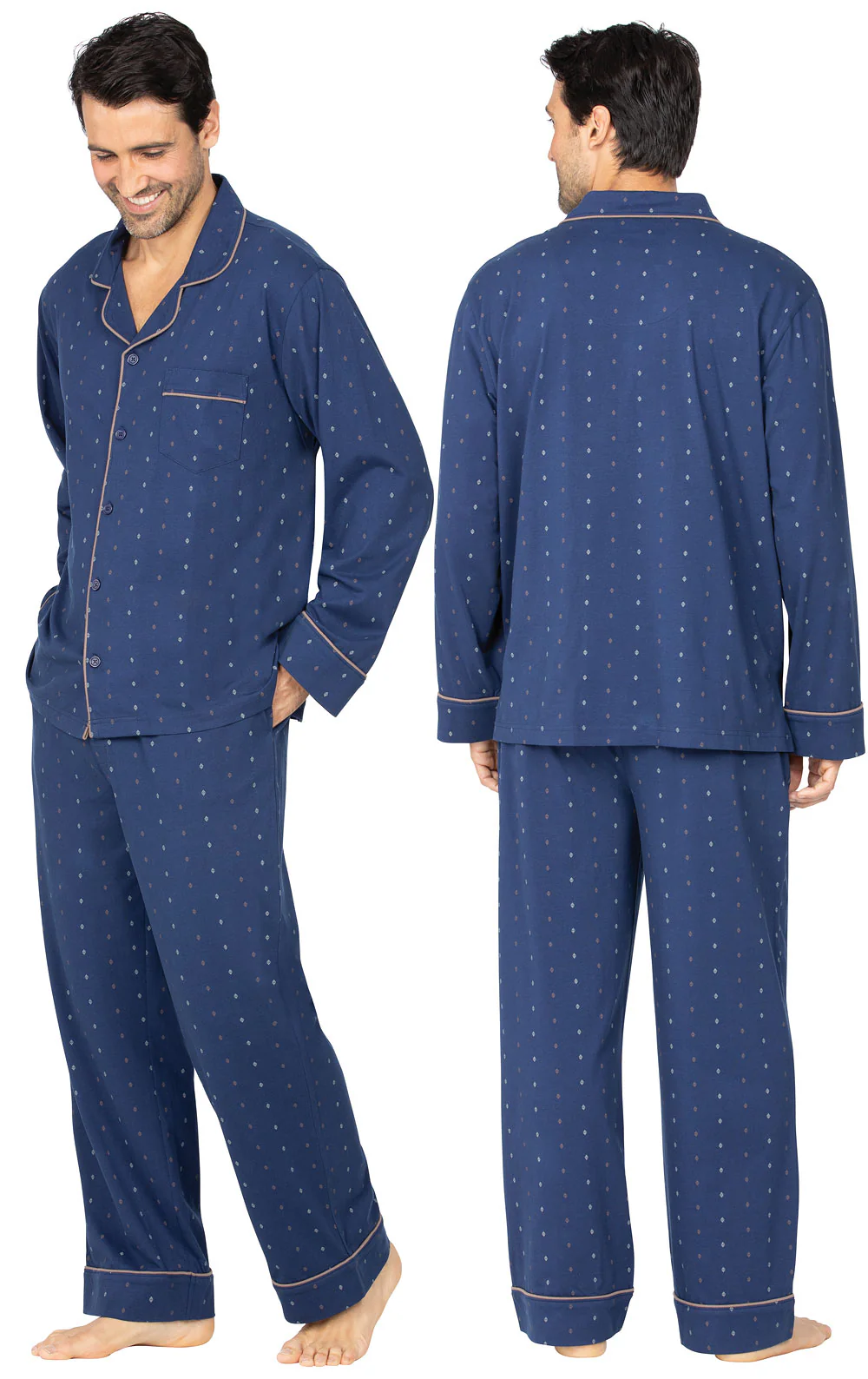 Printed Button-Front Men's Pajamas - EJIACHE