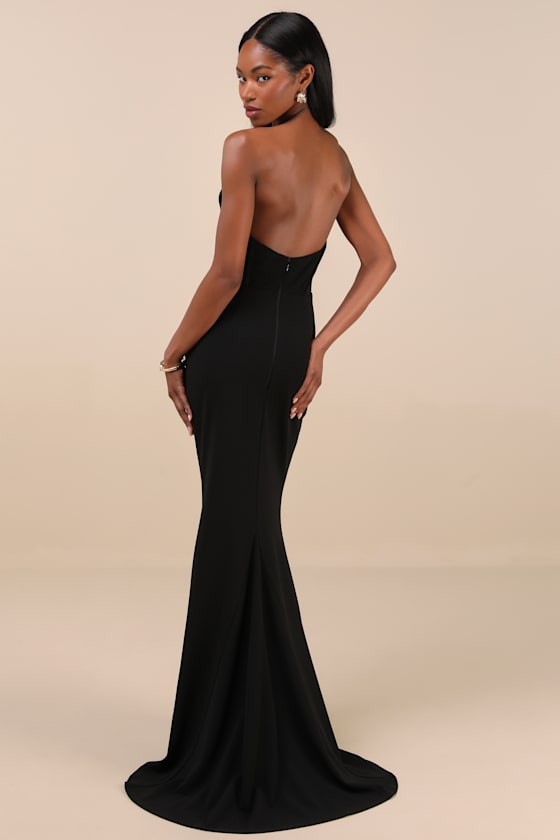 Laney Black Strapless Corset Maxi Dress Dress - EJIACHE