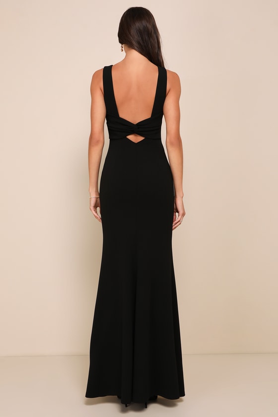 Love In Your Eyes Black Knotted Mermaid Maxi Dress Dress - EJIACHE