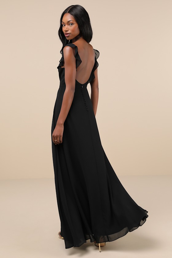 Dreamy Admiration Black Ruffled Maxi Dress Dress - EJIACHE