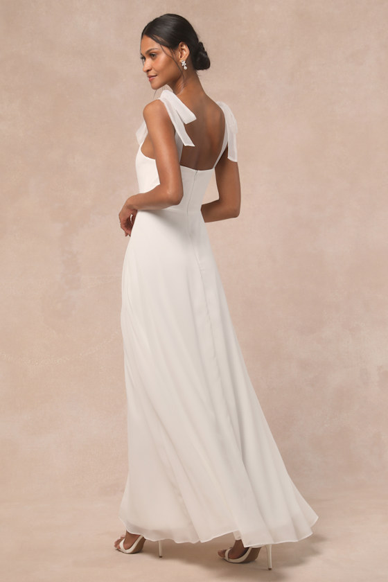 Radiant Romance White Tie-Strap Maxi Dress Dress - EJIACHE