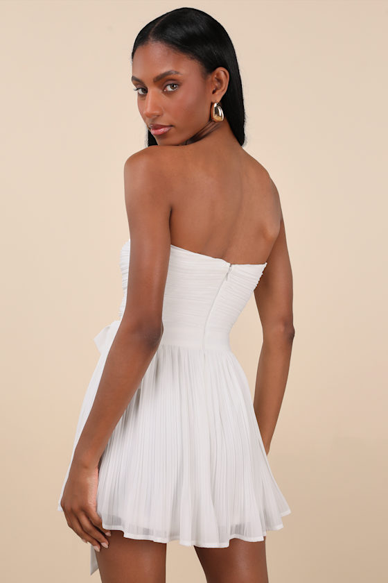 Seriously Sensational White Strapless Romper Dress - EJIACHE