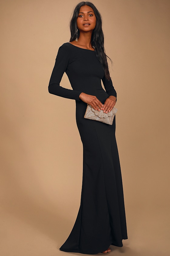 Wait For Me Black Long Sleeve Maxi Dress Dress - EJIACHE