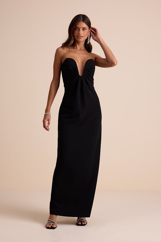 Thula Black Cutout U-Bar Column Maxi Dress Dress - EJIACHE