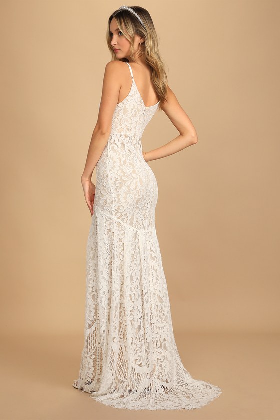 Flynn White Lace Maxi Dress Dress - EJIACHE