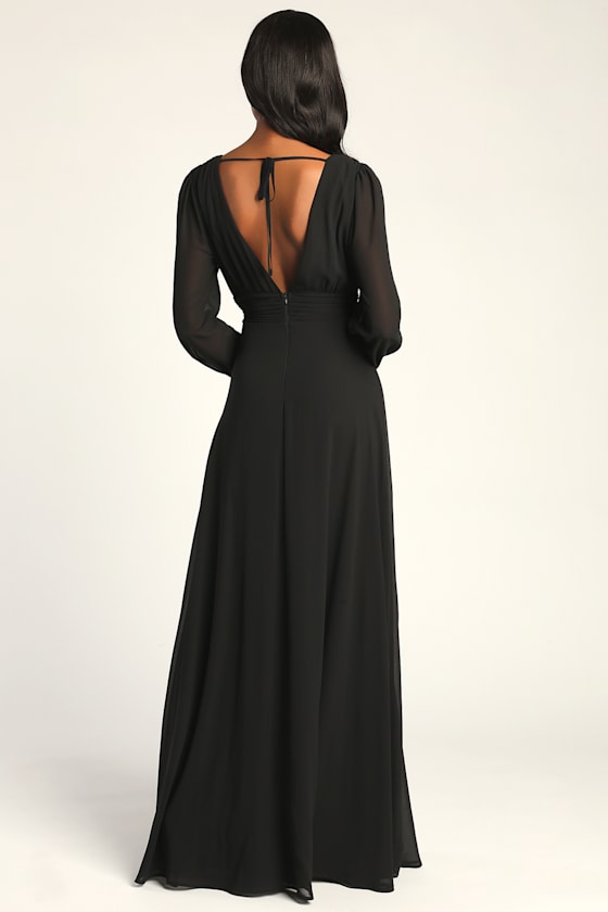 Love You So Black Long Sleeve Maxi Dress Dress - EJIACHE