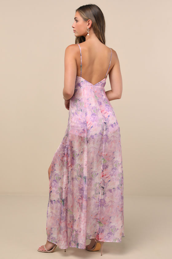 Damani Lavender Floral Backless Maxi Dress Dress - EJIACHE