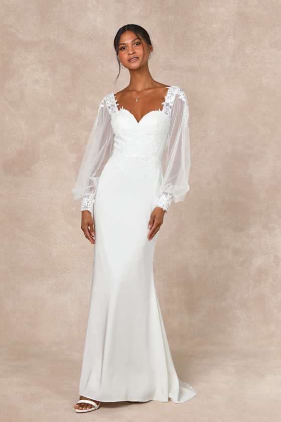Timeless Adoration White Embroidered Bishop Sleeve Maxi Dress Dress - EJIACHE