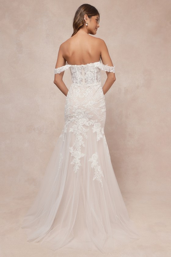 Endless Dedication White Embroidered Off-the-Shoulder Maxi Dress Dress - EJIACHE