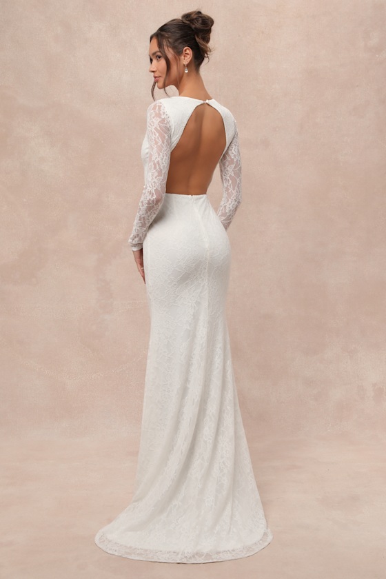 Emmersyn White Lace Backless Maxi Dress Dress - EJIACHE