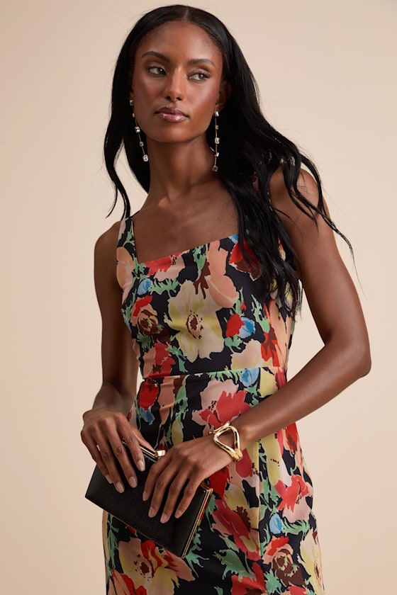 Miya Black Multi Floral Sleeveless Maxi Dress Dress - EJIACHE