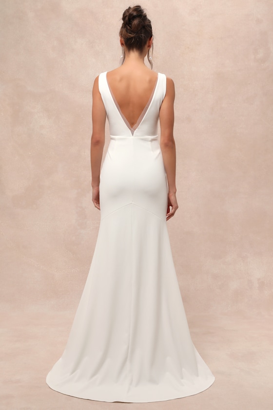 Captivating Promise White Sleeveless Mermaid Maxi Dress Dress - EJIACHE