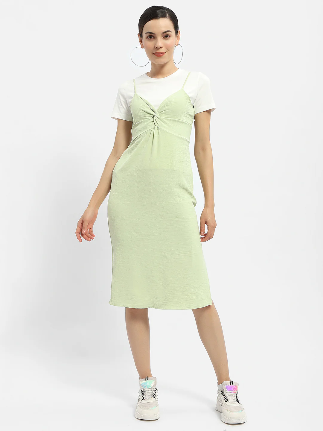Knotted Pastel Green Midi Dress - TRVCWOW