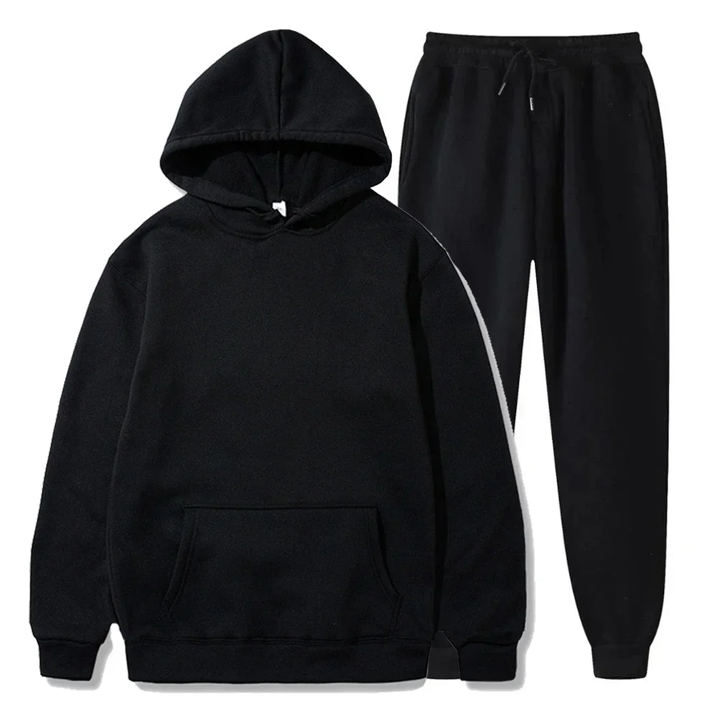 Basic Fleece Hoodies And Sweat Pants Set - TRVCWOW