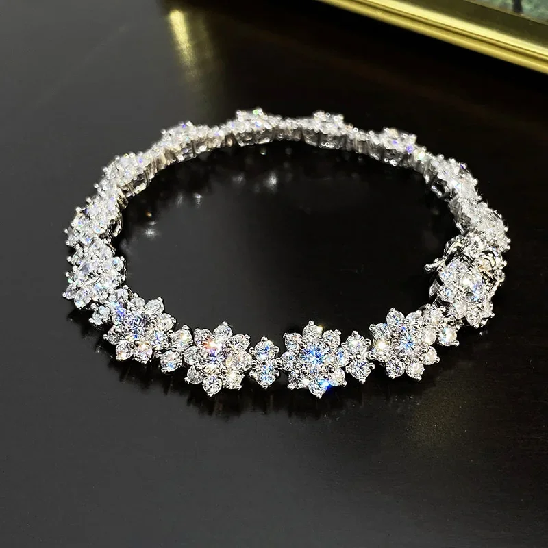 Luxury Flower Lab Diamond Bracelet 925 Sterling Silver - TRVCWOW
