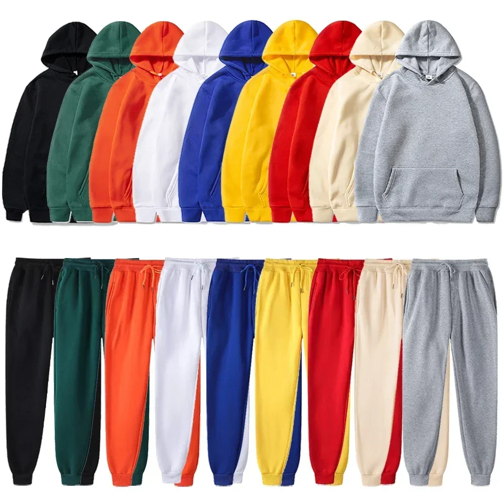 Basic Fleece Hoodies And Sweat Pants Set - TRVCWOW