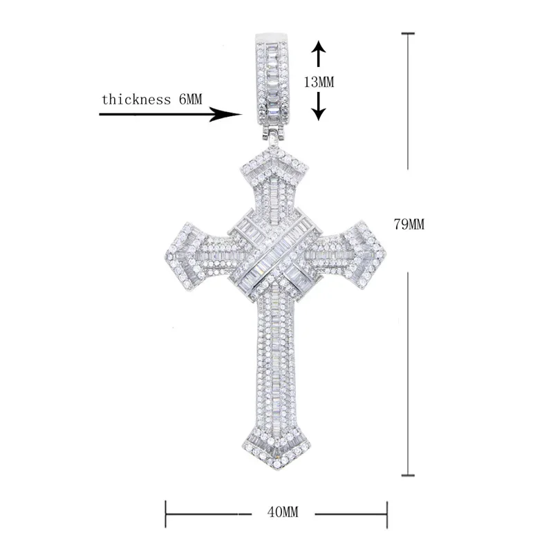 Long Lab Diamond Cross Pendant - TRVCWOW