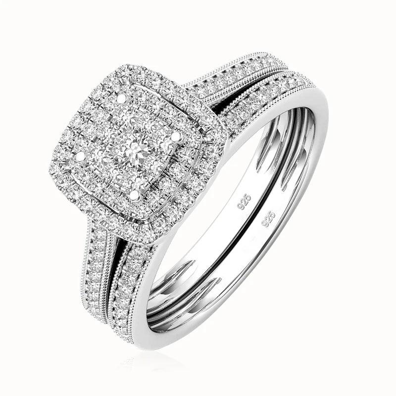 2pcs Moissanite & Zirconia Ring Set For Woman - TRVCWOW