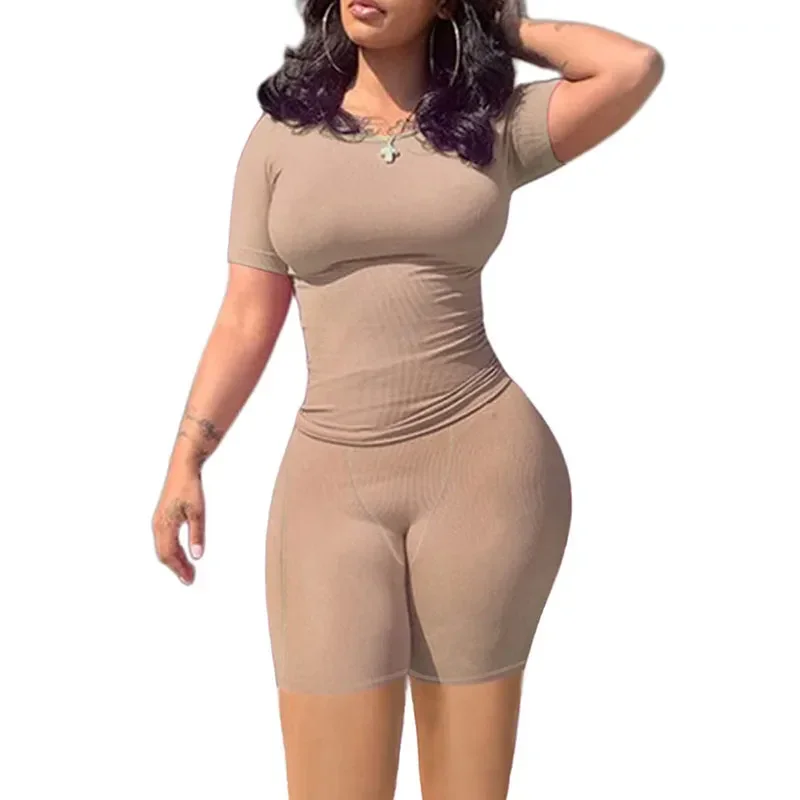 Lounge Wear Ribbed Casual 2 Piece Summer Shorts Set - TRVCWOW