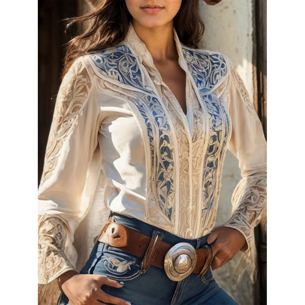 Elegant Women Tops Western Print - TRVCWOW