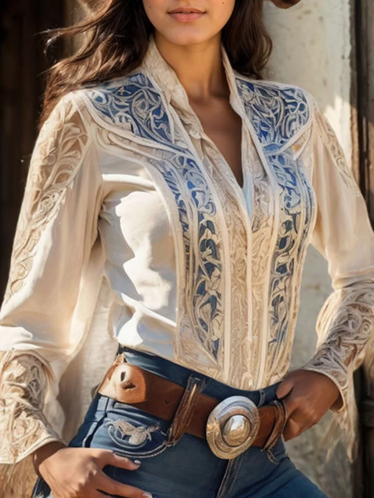 Elegant Women Tops Western Print - TRVCWOW