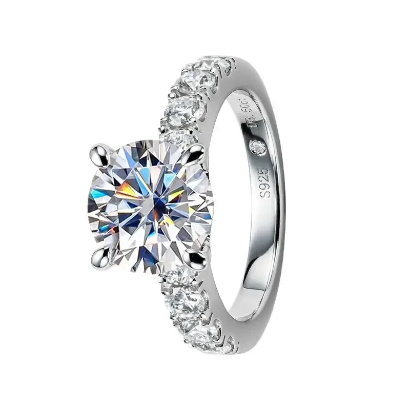 3.5 Carat Moissanite Diamond Engagement Ring S925 Silver Round - TRVCWOW
