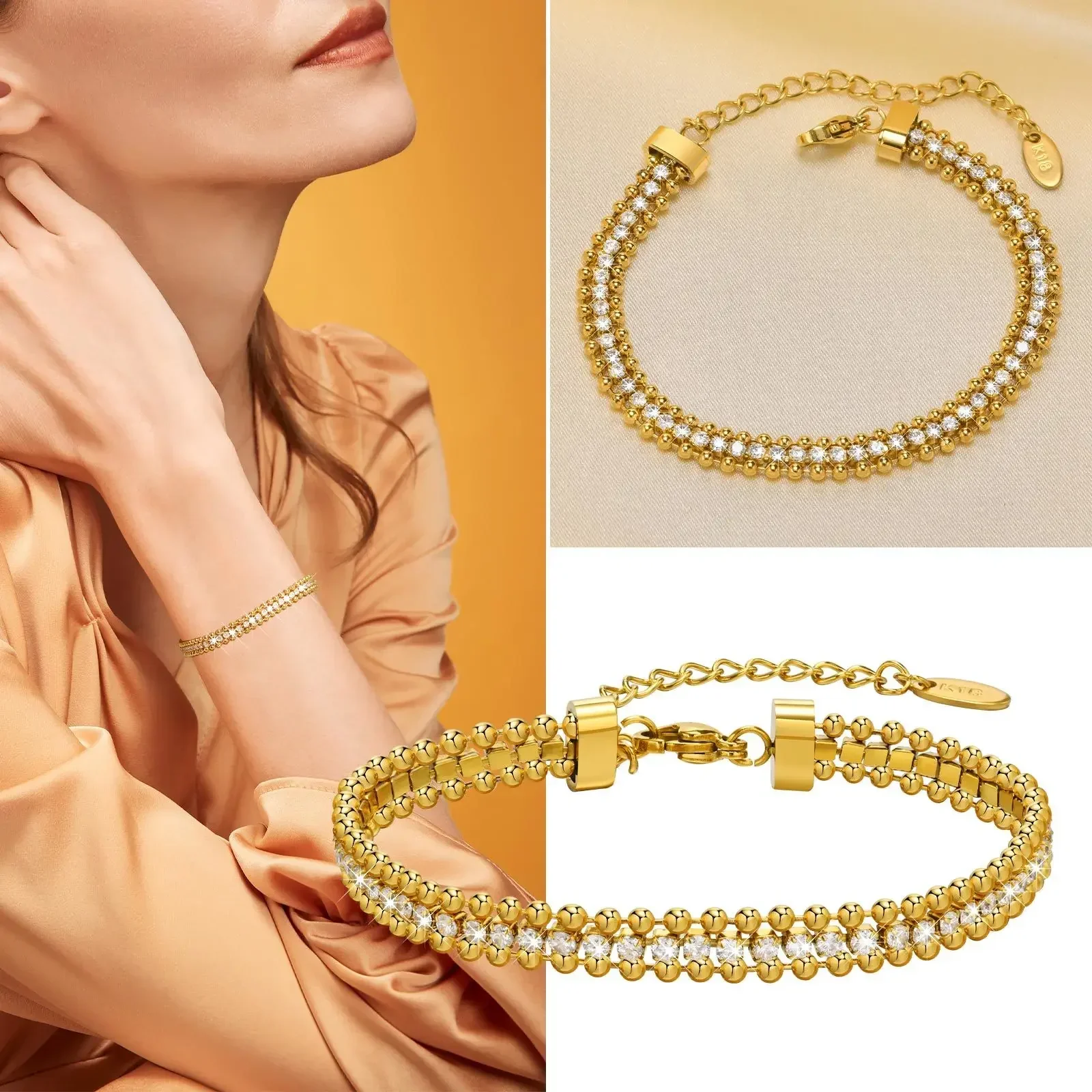 Tennis Bracelet, Stainless Steel Miami Chain With Cubic Zirconia Bangle - TRVCWOW