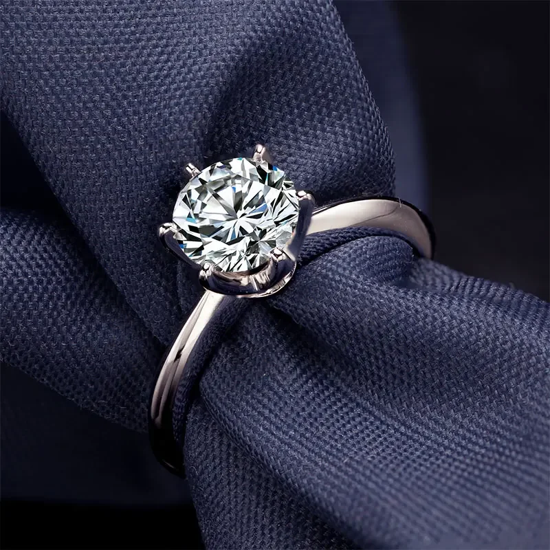 Moissanite Ring Syntheitc Silver Jewelry - TRVCWOW