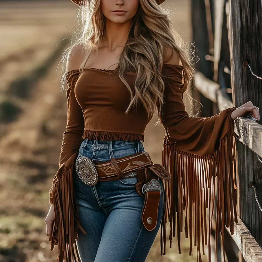Women Off Shoulder Solid Long Sleeve - TRVCWOW