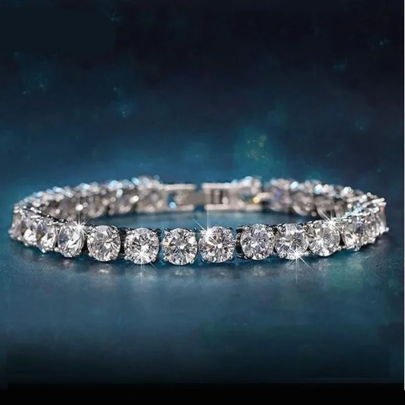 4mm Moissanite Tennis Bracelets for Women 100% 925 Sterling Silver - TRVCWOW