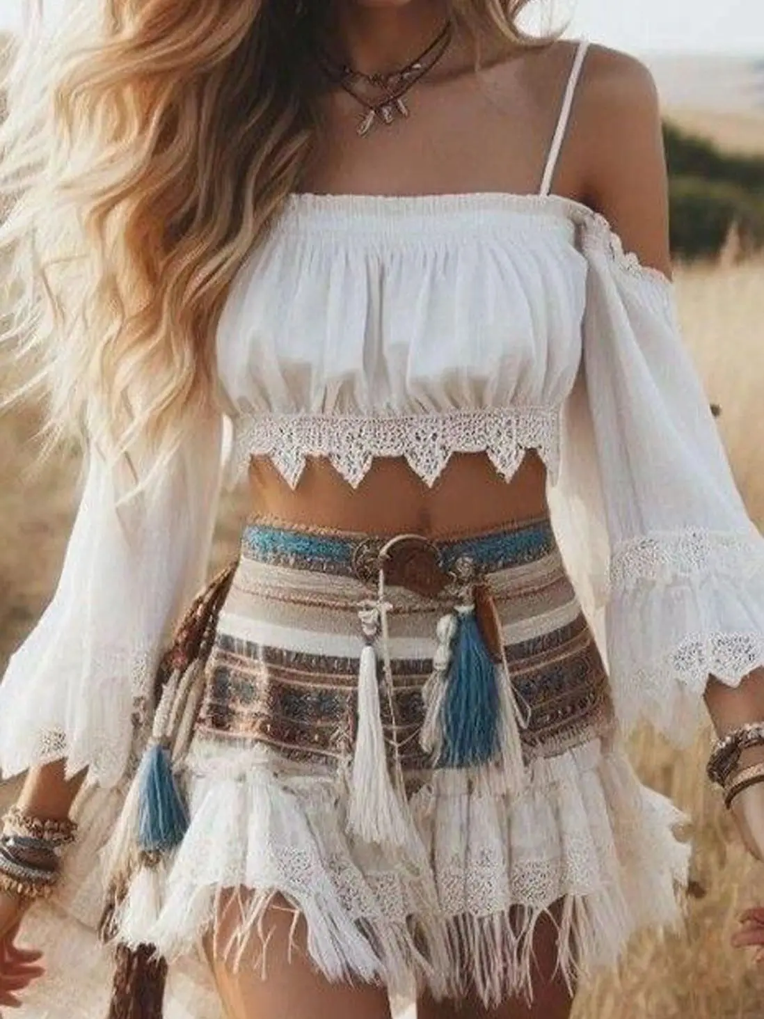 Women Blouse Off Shoulder Three-quarter Sleeves - TRVCWOW