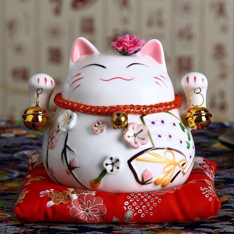 Maneki Neko Money Lucky Cat Chinese Japanese Statue - TRVCWOW