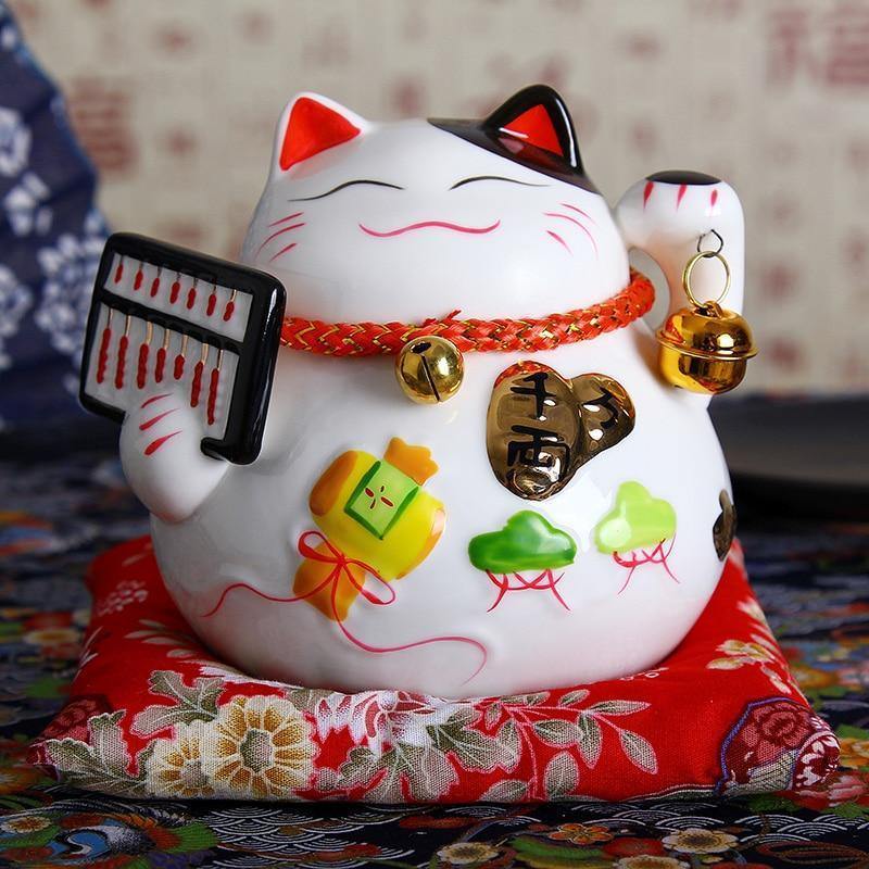 Maneki Neko Money Lucky Cat Chinese Japanese Statue - TRVCWOW