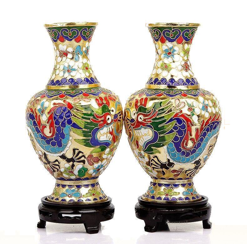 Chinese Cloisonne Vase Dragon - TRVCWOW