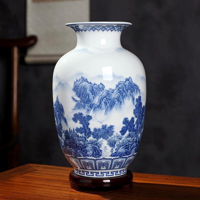 Chinese Vase Blue Pottery - TRVCWOW